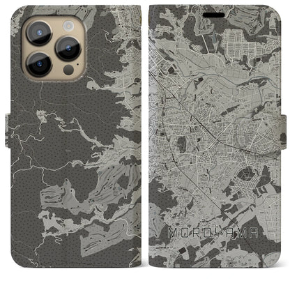 【毛呂山（埼玉県）】地図柄iPhoneケース（手帳タイプ）モノトーン・iPhone 14 Pro Max 用