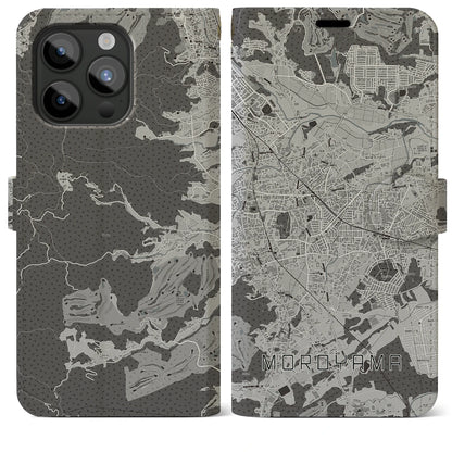 【毛呂山（埼玉県）】地図柄iPhoneケース（手帳タイプ）モノトーン・iPhone 15 Pro Max 用