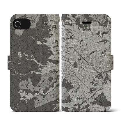 【毛呂山（埼玉県）】地図柄iPhoneケース（手帳タイプ）モノトーン・iPhone SE（第3 / 第2世代） / 8 / 7 / 6s / 6 用