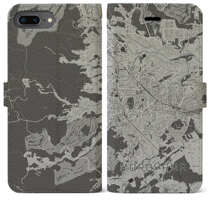【毛呂山（埼玉県）】地図柄iPhoneケース（手帳タイプ）モノトーン・iPhone 8Plus /7Plus / 6sPlus / 6Plus 用