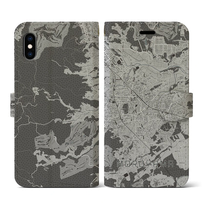 【毛呂山（埼玉県）】地図柄iPhoneケース（手帳タイプ）モノトーン・iPhone XS / X 用