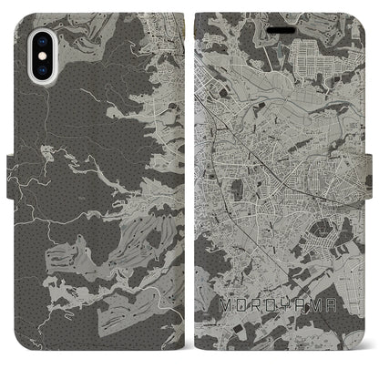 【毛呂山（埼玉県）】地図柄iPhoneケース（手帳タイプ）モノトーン・iPhone XS Max 用