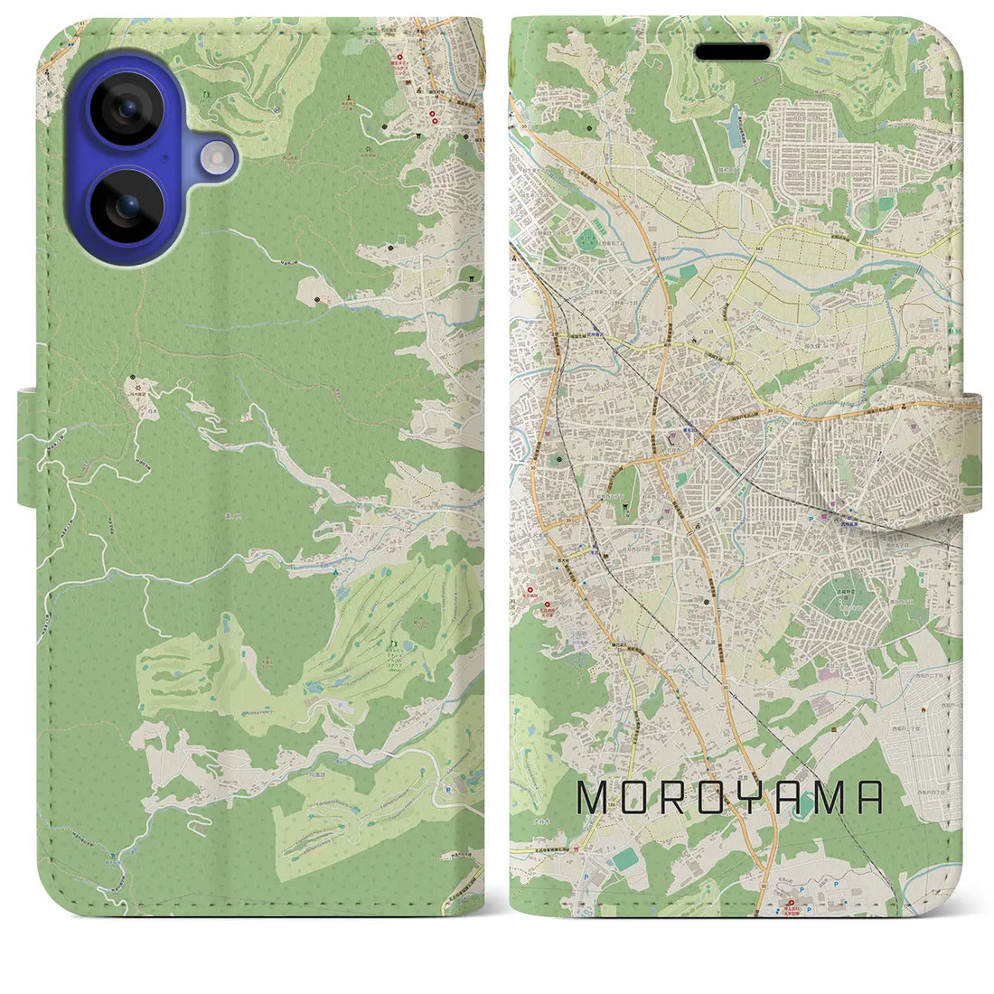【毛呂山(埼玉県)】地図柄iPhoneケース(手帳タイプ)ナチュラル・iPhone 16 Pro Max 用