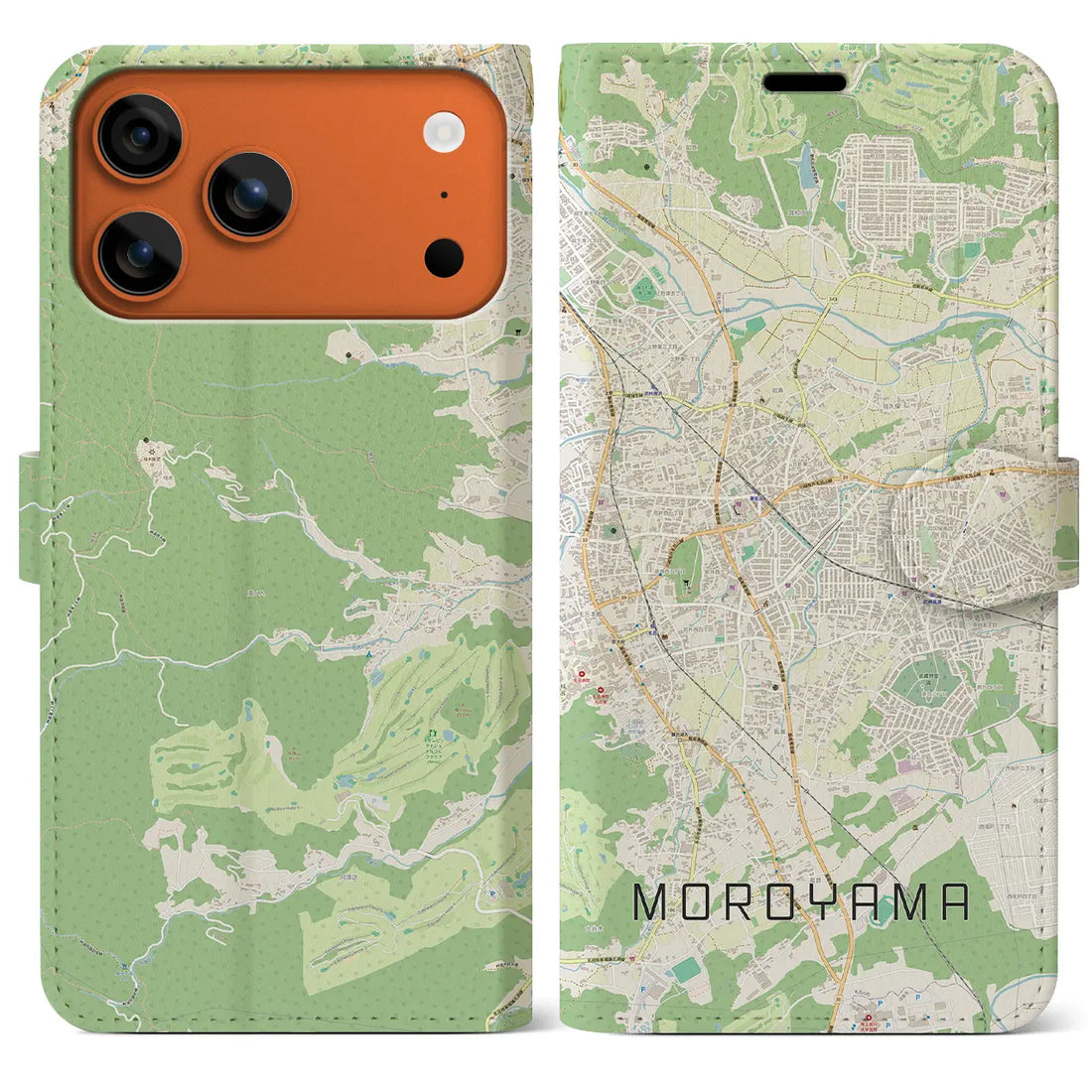 【毛呂山(埼玉県)】地図柄iPhoneケース(手帳タイプ)モノトーン・iPhone 17 Pro Max 用