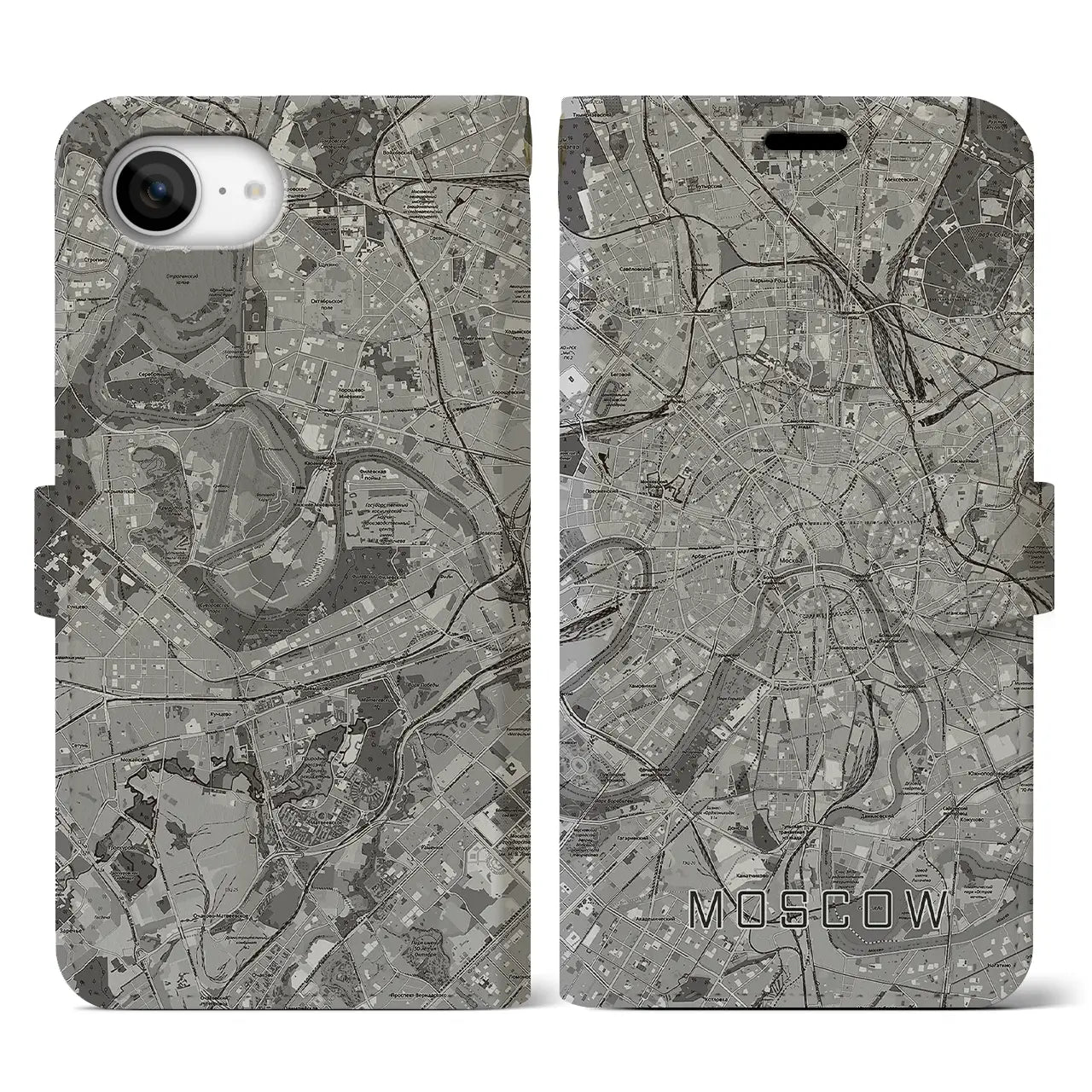 【モスクワ（ロシア）】地図柄iPhoneケース（手帳タイプ）