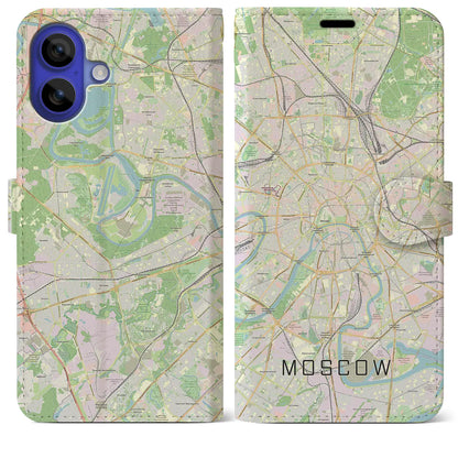 【モスクワ（ロシア）】地図柄iPhoneケース（手帳タイプ）ナチュラル・iPhone 16 Pro Max 用