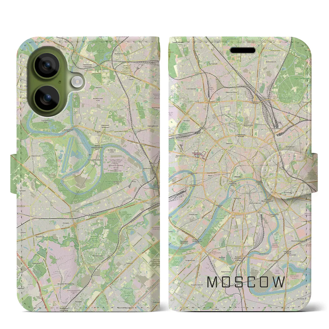 【モスクワ（ロシア）】地図柄iPhoneケース（手帳タイプ）