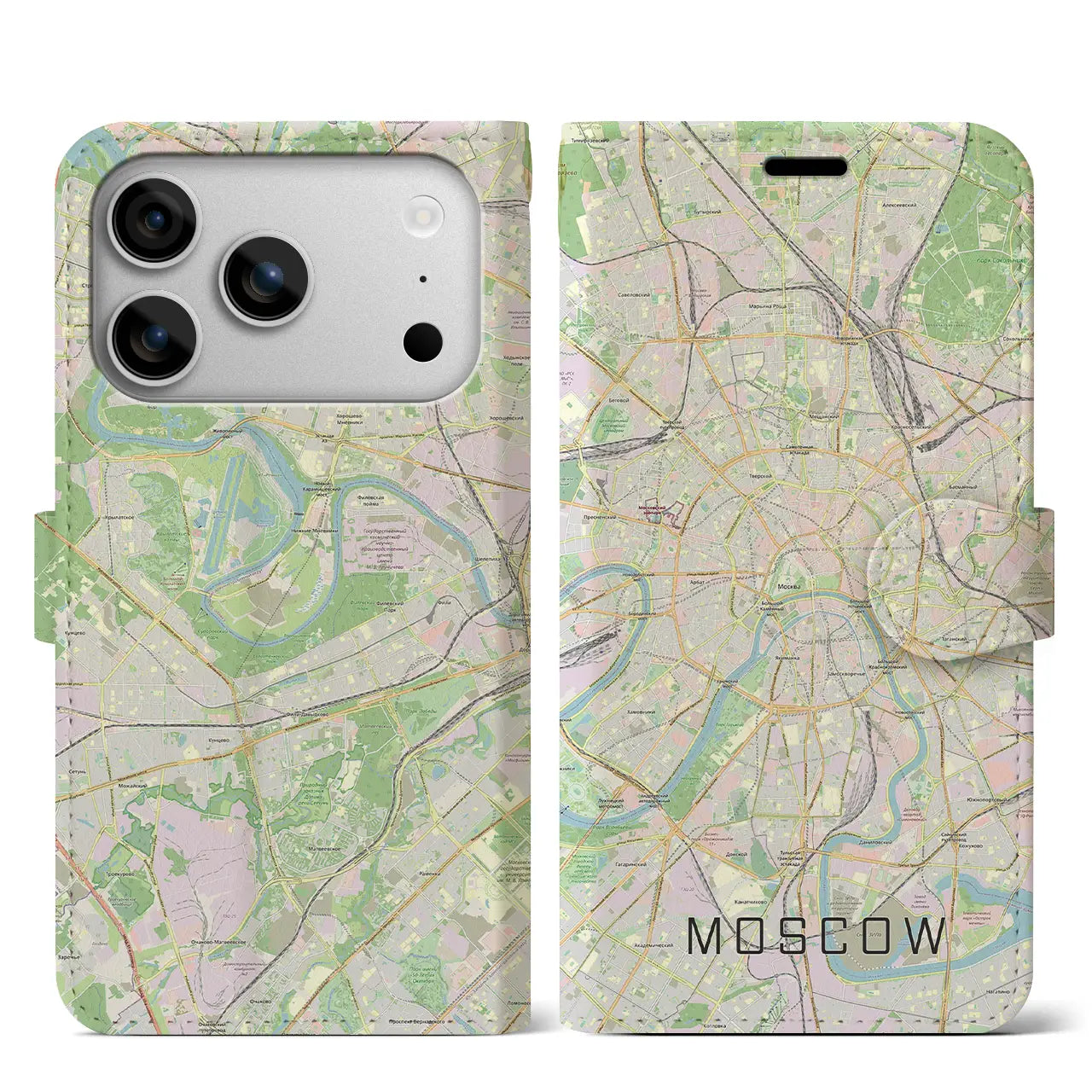 【モスクワ（ロシア）】地図柄iPhoneケース（手帳タイプ）