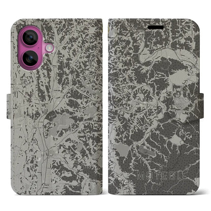 【茂木（栃木県）】地図柄iPhoneケース（手帳タイプ）モノトーン・iPhone 16 Pro 用