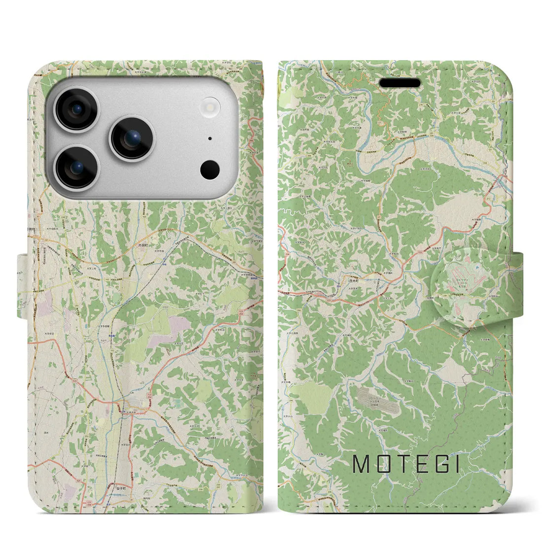 【茂木(栃木県)】地図柄iPhoneケース(手帳タイプ)モノトーン・iPhone 17 Pro Max 用