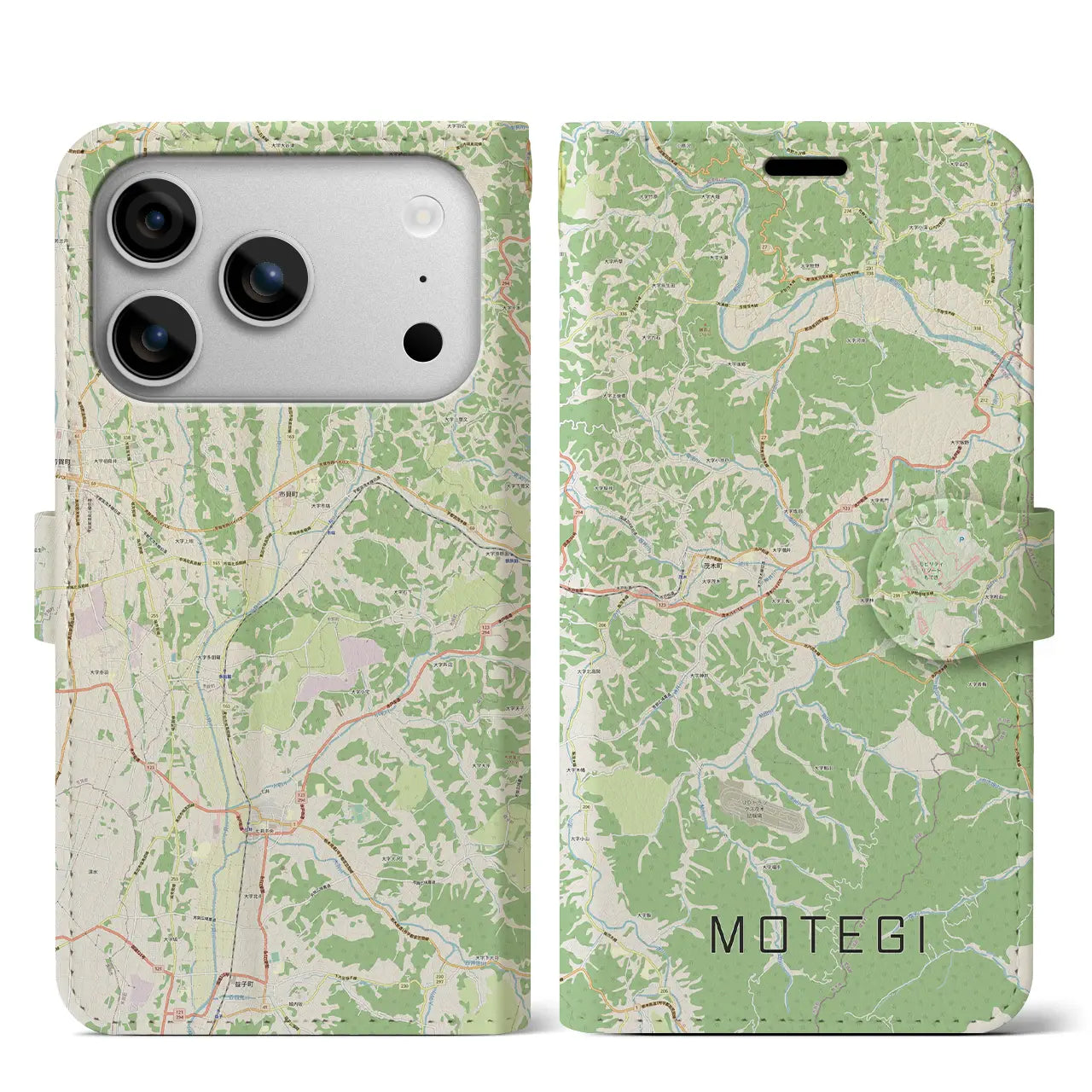 【茂木（栃木県）】地図柄iPhoneケース（手帳タイプ）