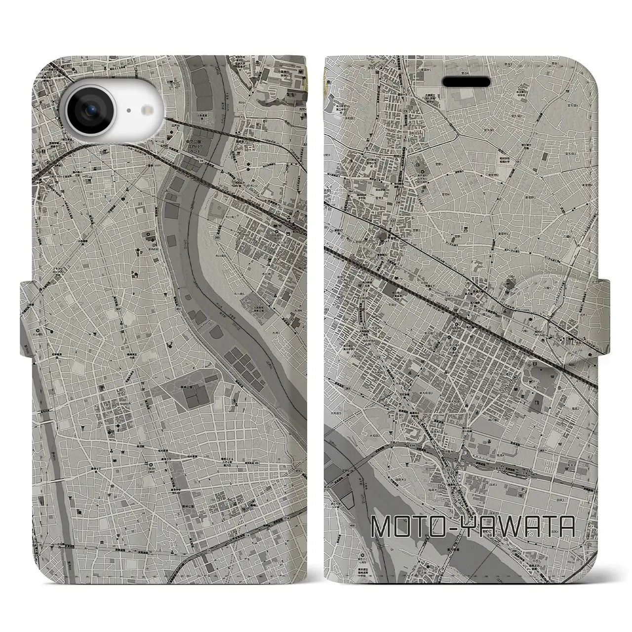 【本八幡（千葉県）】地図柄iPhoneケース（手帳タイプ）