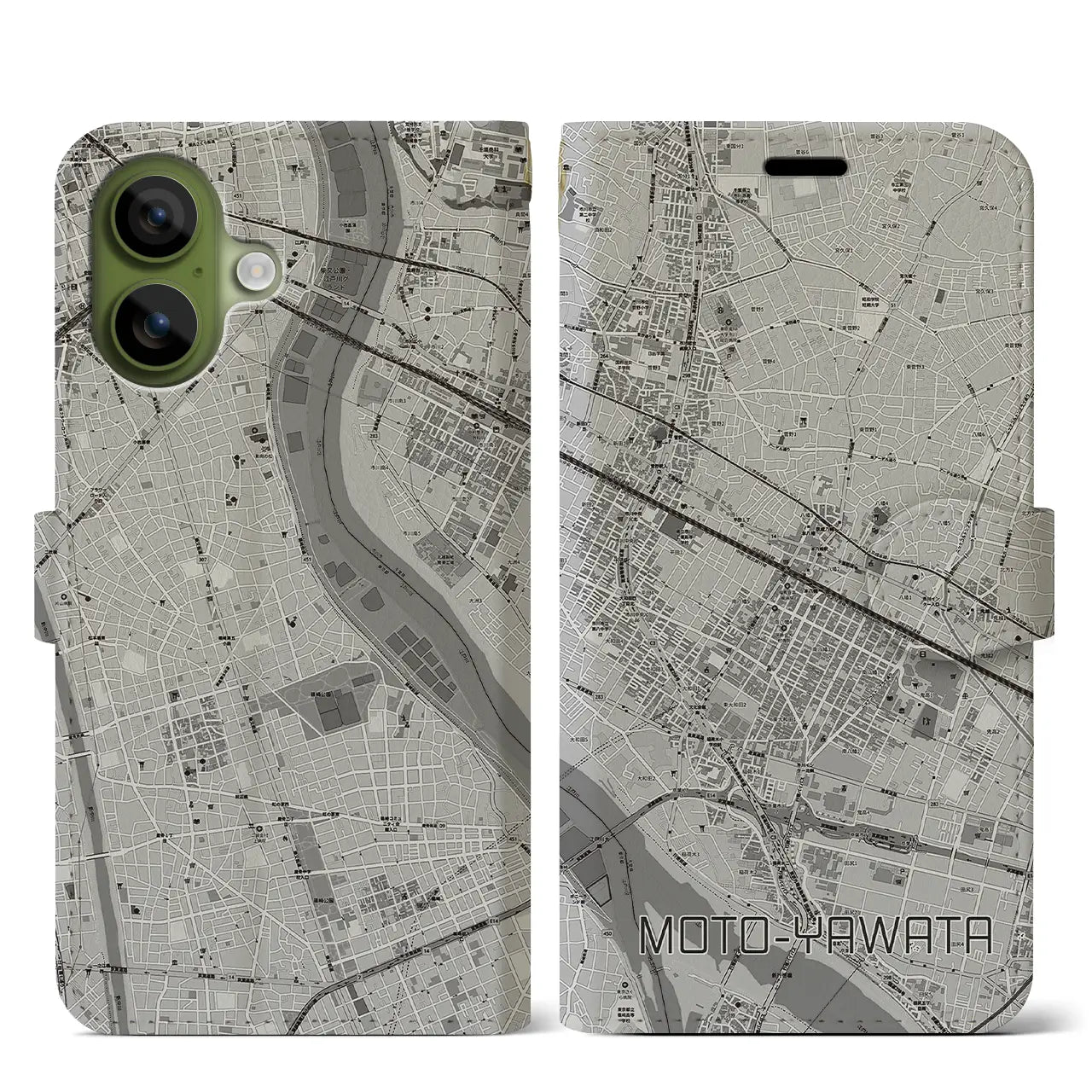 【本八幡（千葉県）】地図柄iPhoneケース（手帳タイプ）