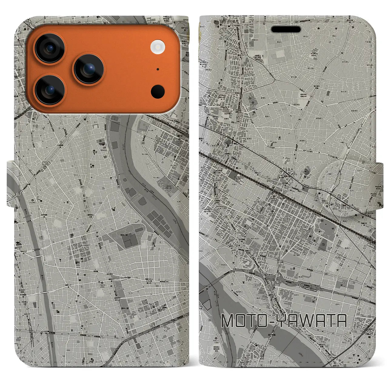 【本八幡（千葉県）】地図柄iPhoneケース（手帳タイプ）