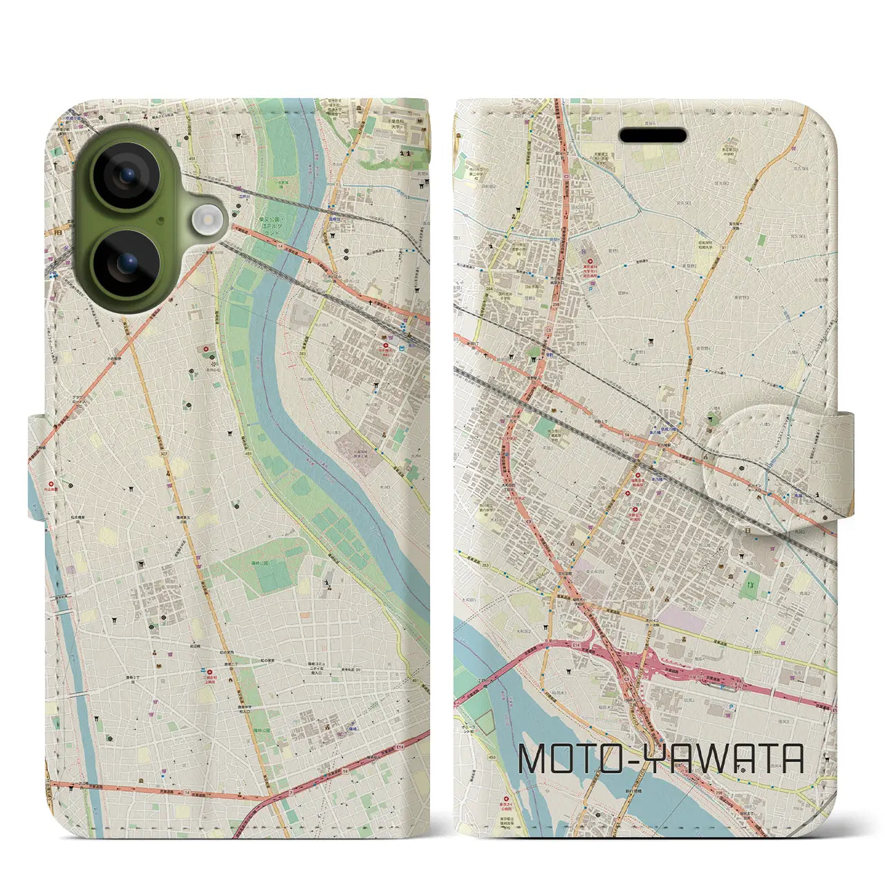 【本八幡（千葉県）】地図柄iPhoneケース（手帳タイプ）