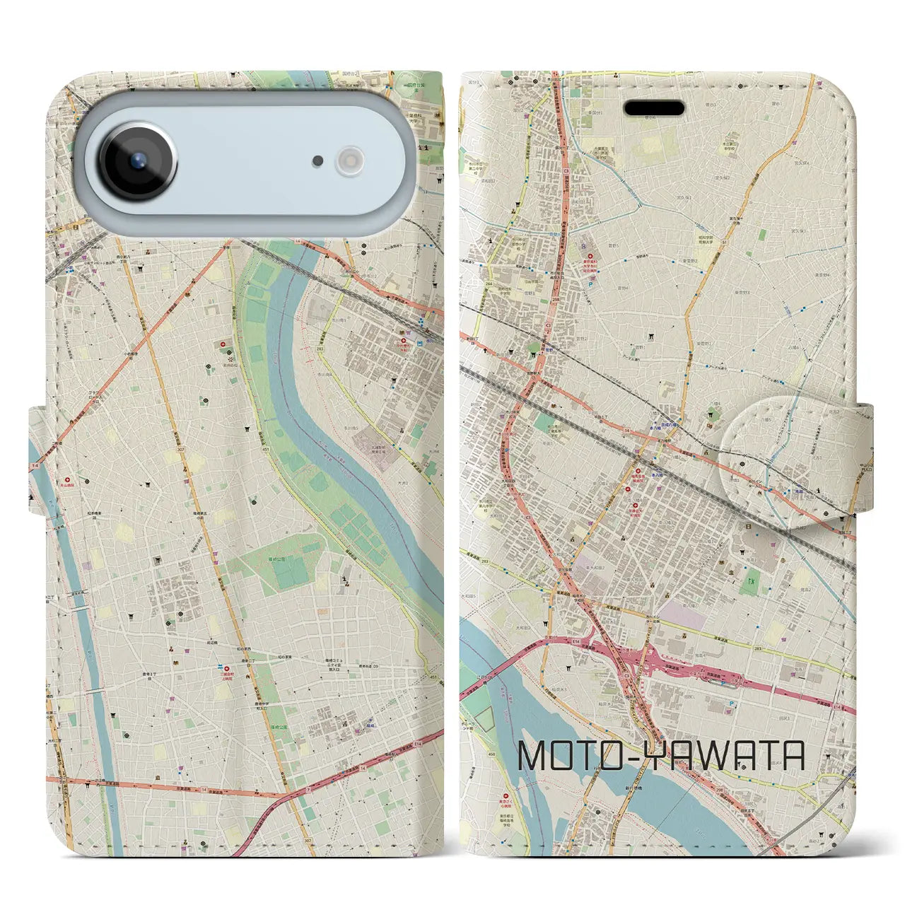 【本八幡（千葉県）】地図柄iPhoneケース（手帳タイプ）