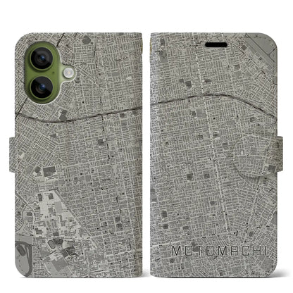 【元町（北海道）】地図柄iPhoneケース（手帳タイプ）