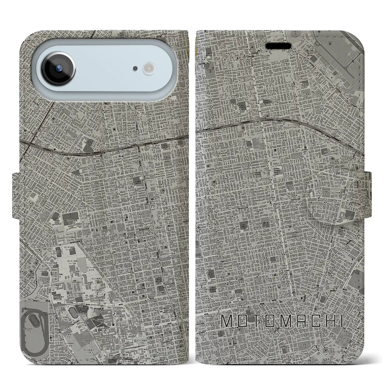 【元町（北海道）】地図柄iPhoneケース（手帳タイプ）