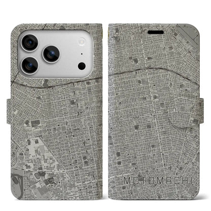 【元町（北海道）】地図柄iPhoneケース（手帳タイプ）