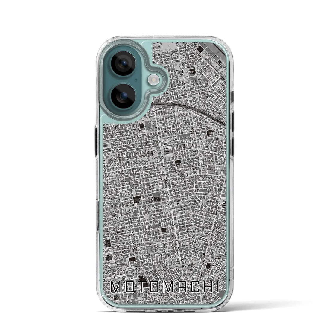 【元町（北海道）】地図柄iPhoneケース（MagSafeタイプ）モノトーン・iPhone 16 Pro 用
