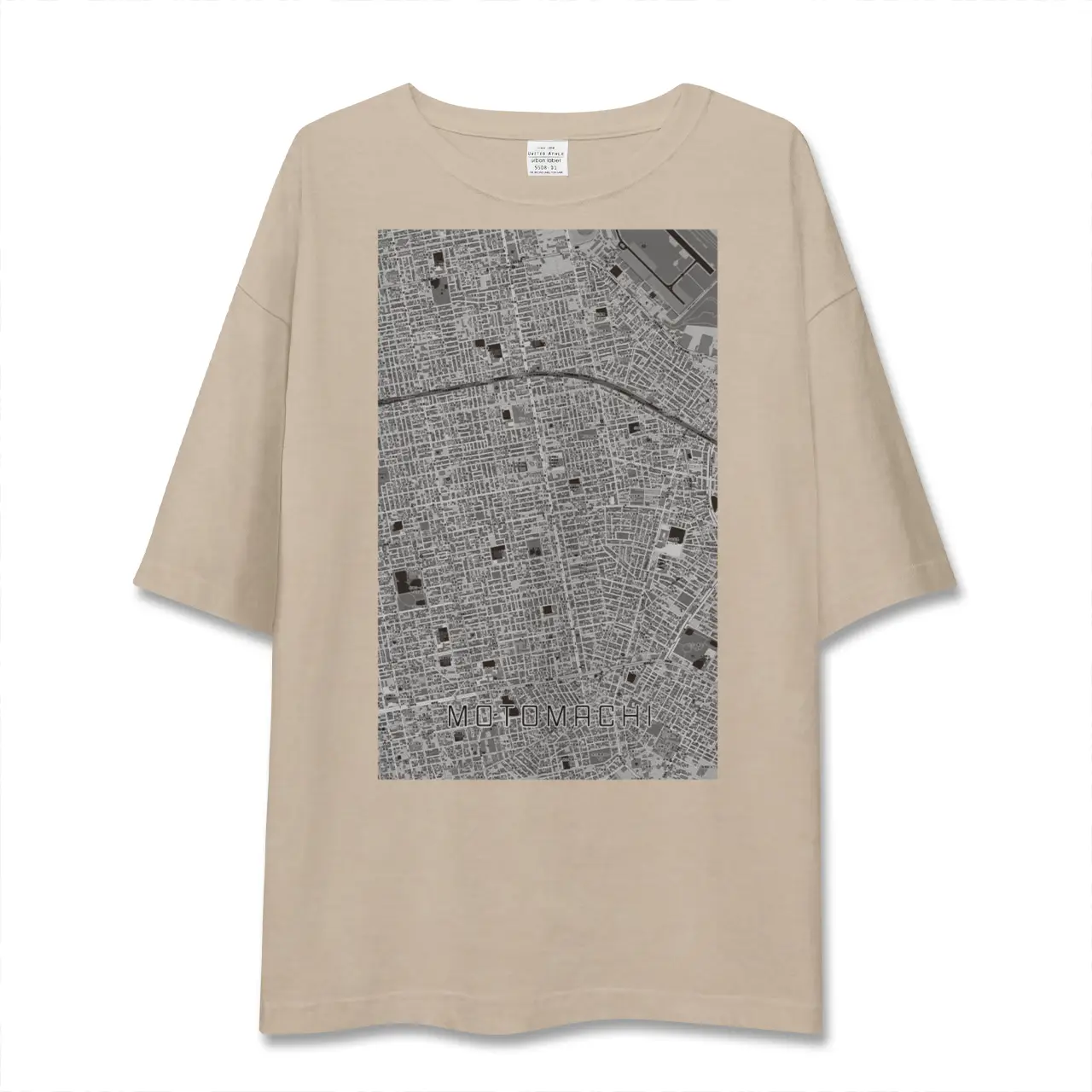 【元町（北海道）（北海道）】地図柄ビッグシルエットTシャツ