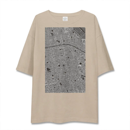 【元町（北海道）（北海道）】地図柄ビッグシルエットTシャツ