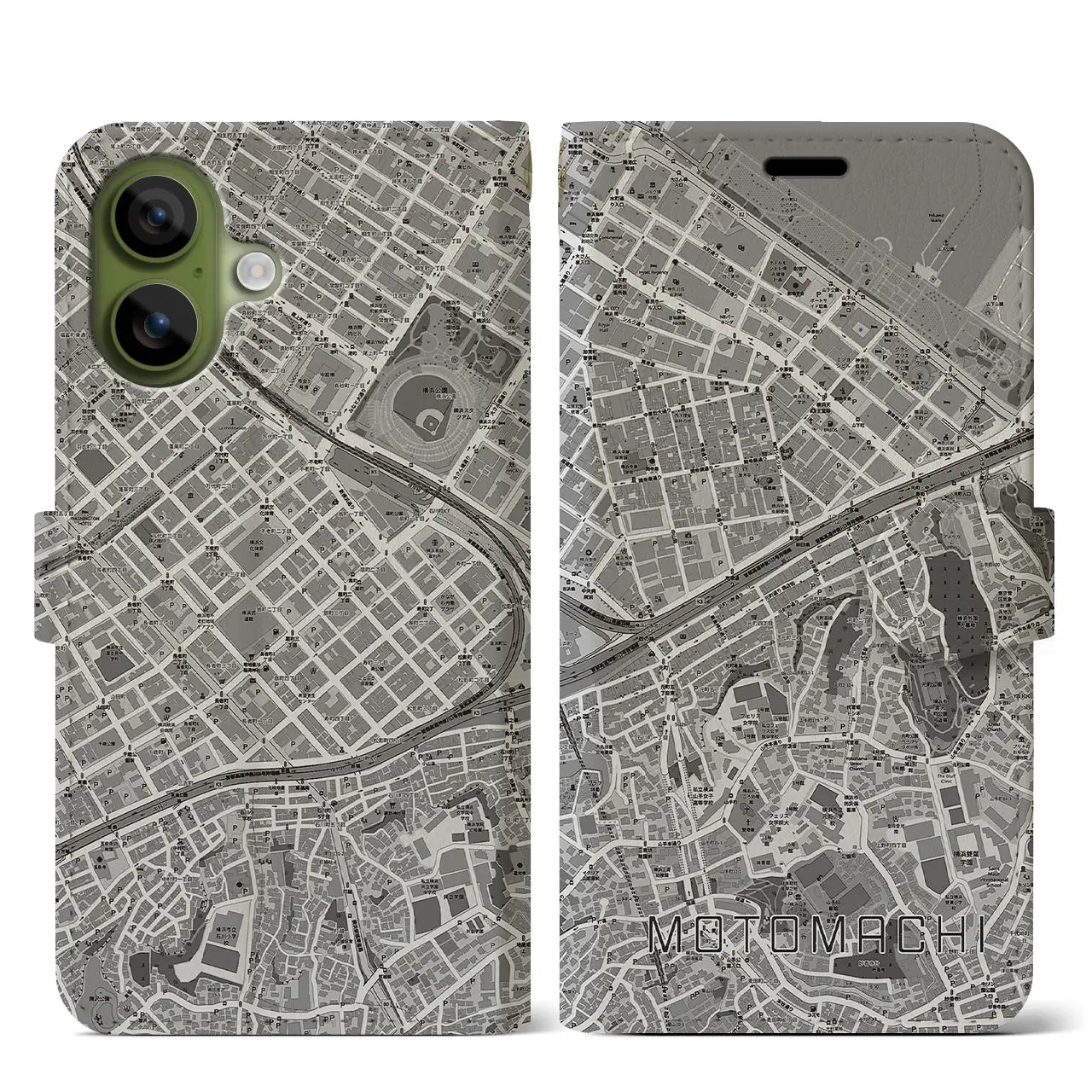 【元町（神奈川県）】地図柄iPhoneケース（手帳タイプ）