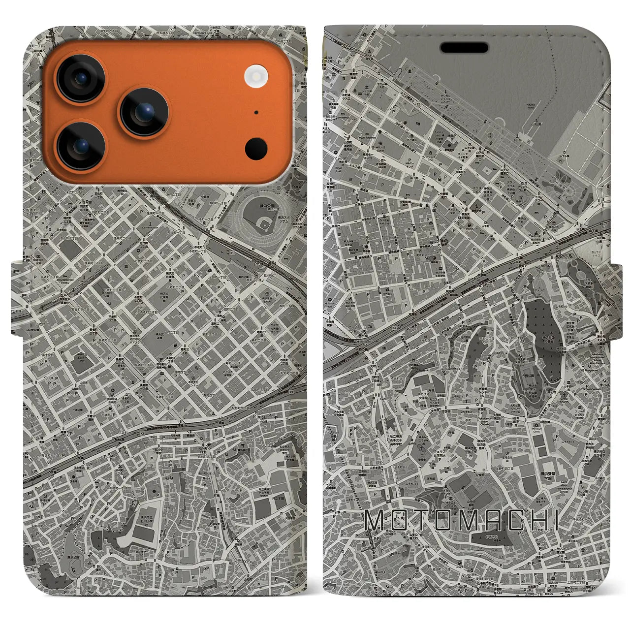 【元町（神奈川県）】地図柄iPhoneケース（手帳タイプ）