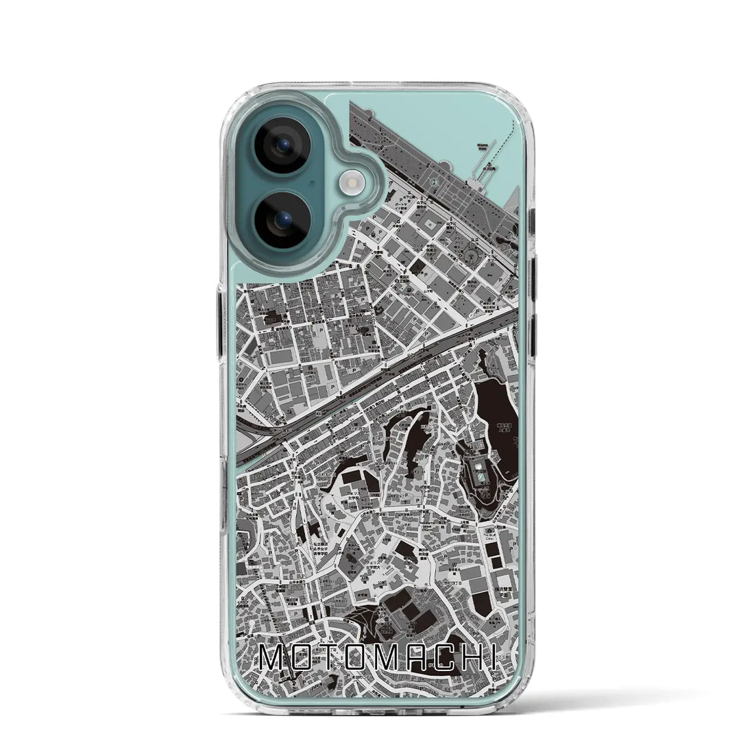 【元町（神奈川県）】地図柄iPhoneケース（MagSafeタイプ）モノトーン・iPhone 16 Pro 用
