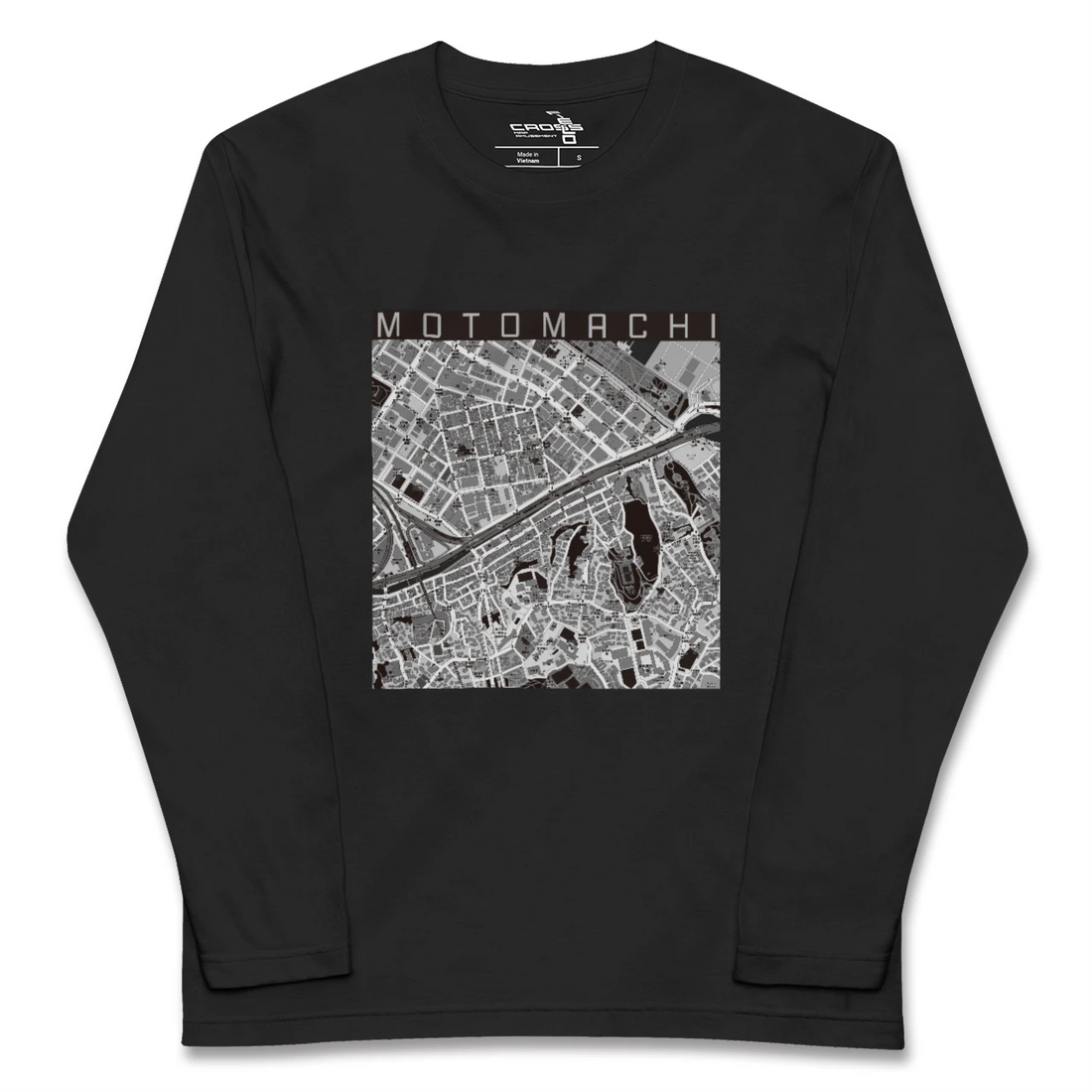 【元町（神奈川県）（神奈川県）】地図柄ロングスリーブTシャツ