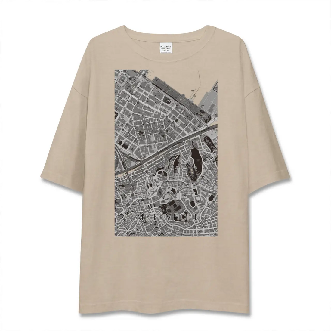 【元町（神奈川県）】地図柄ビッグシルエットTシャツ