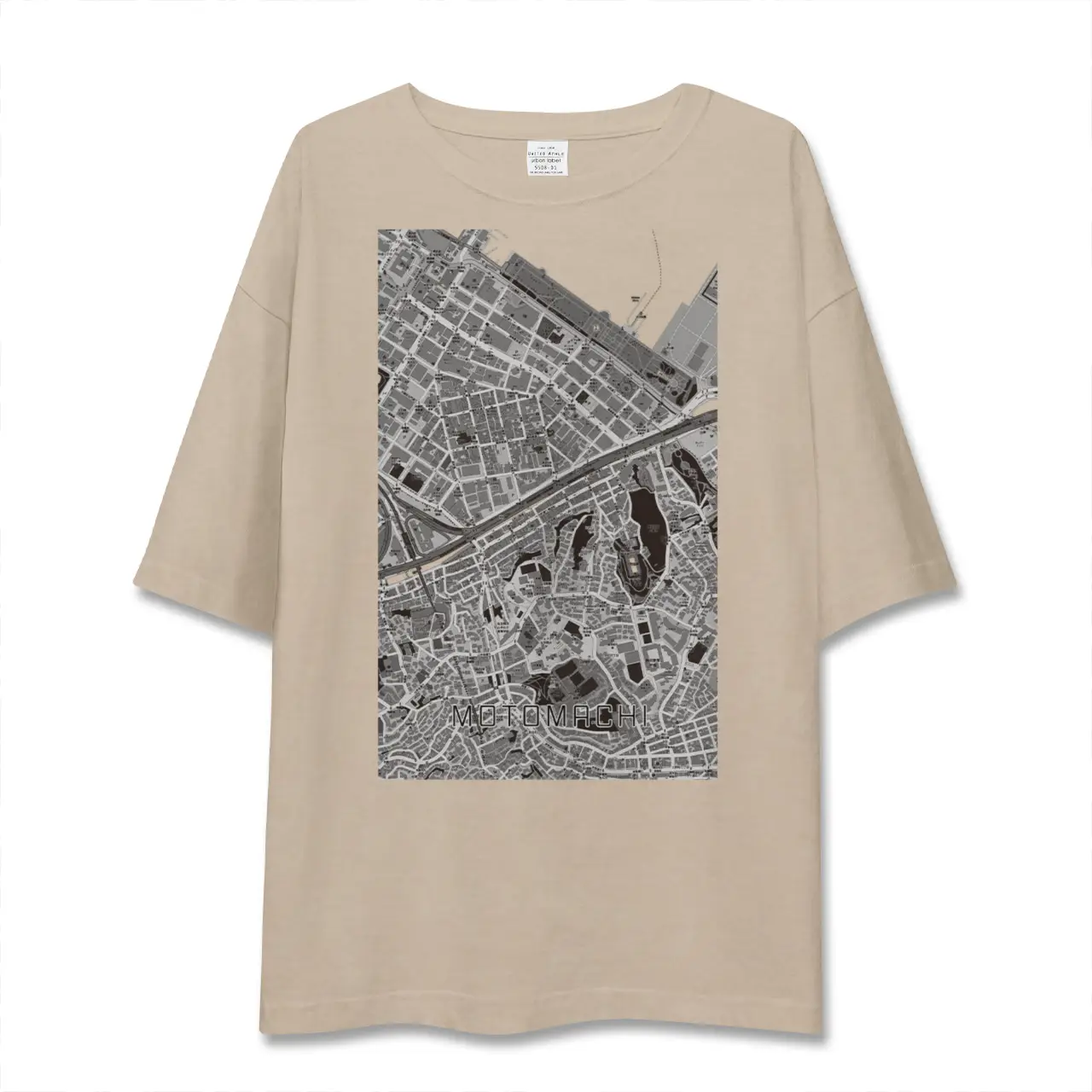 【元町（神奈川県）】地図柄ビッグシルエットTシャツ