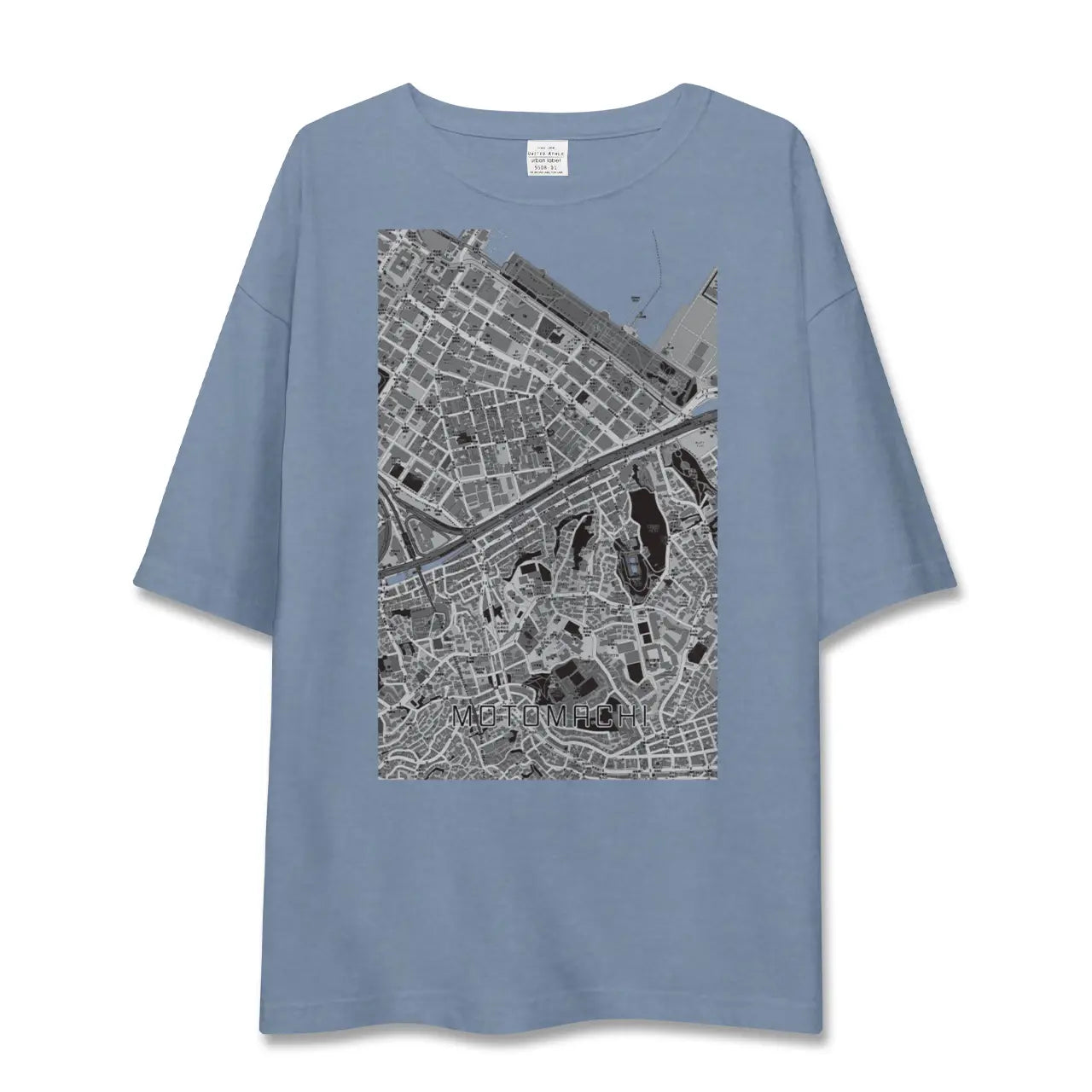 【元町（神奈川県）】地図柄ビッグシルエットTシャツ