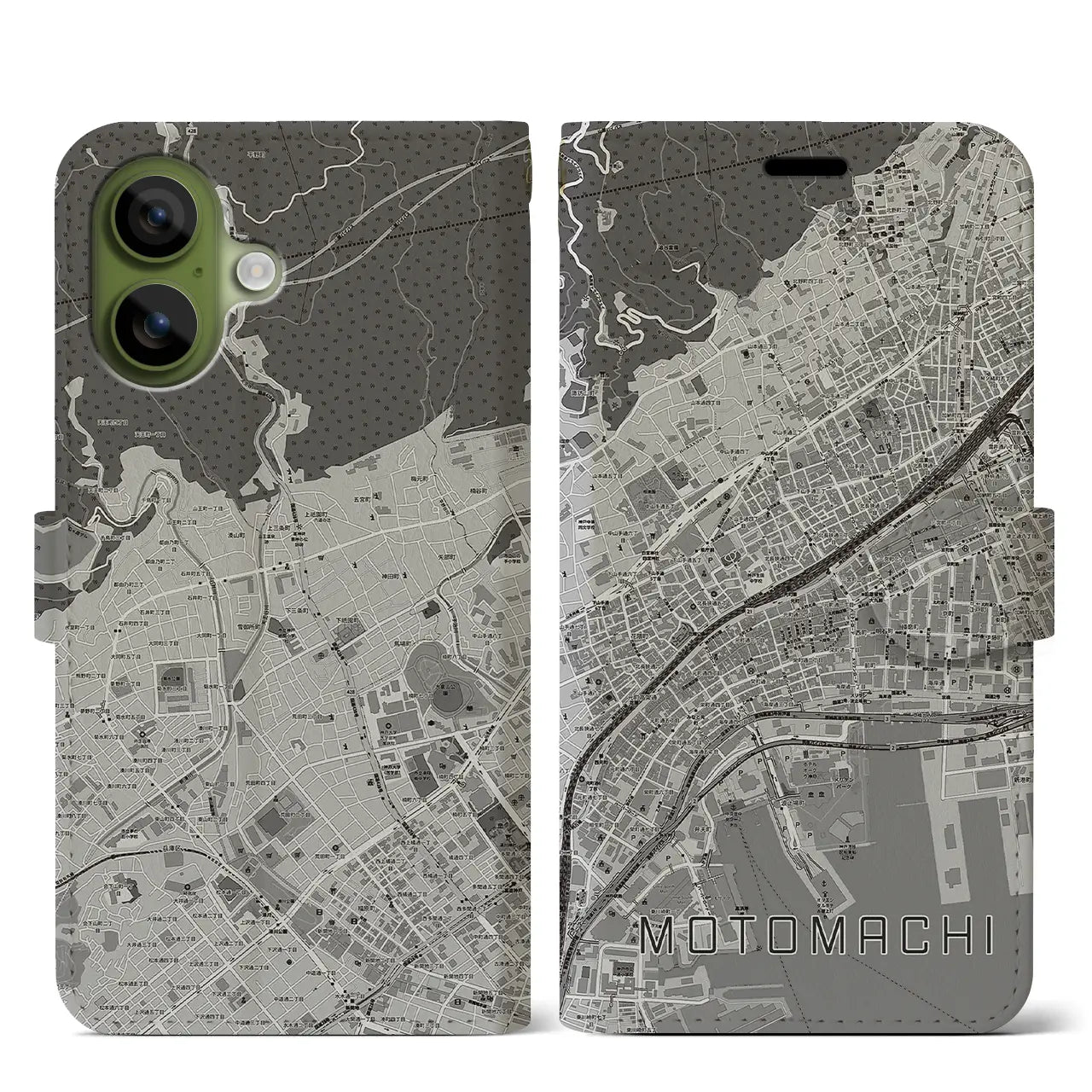 【元町（兵庫県）】地図柄iPhoneケース（手帳タイプ）