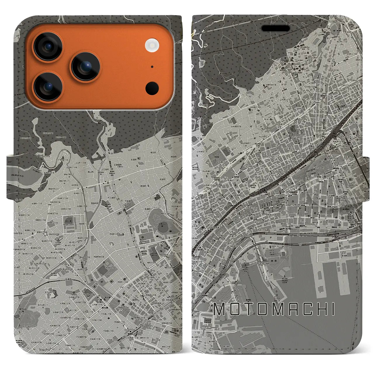 【元町（兵庫県）】地図柄iPhoneケース（手帳タイプ）