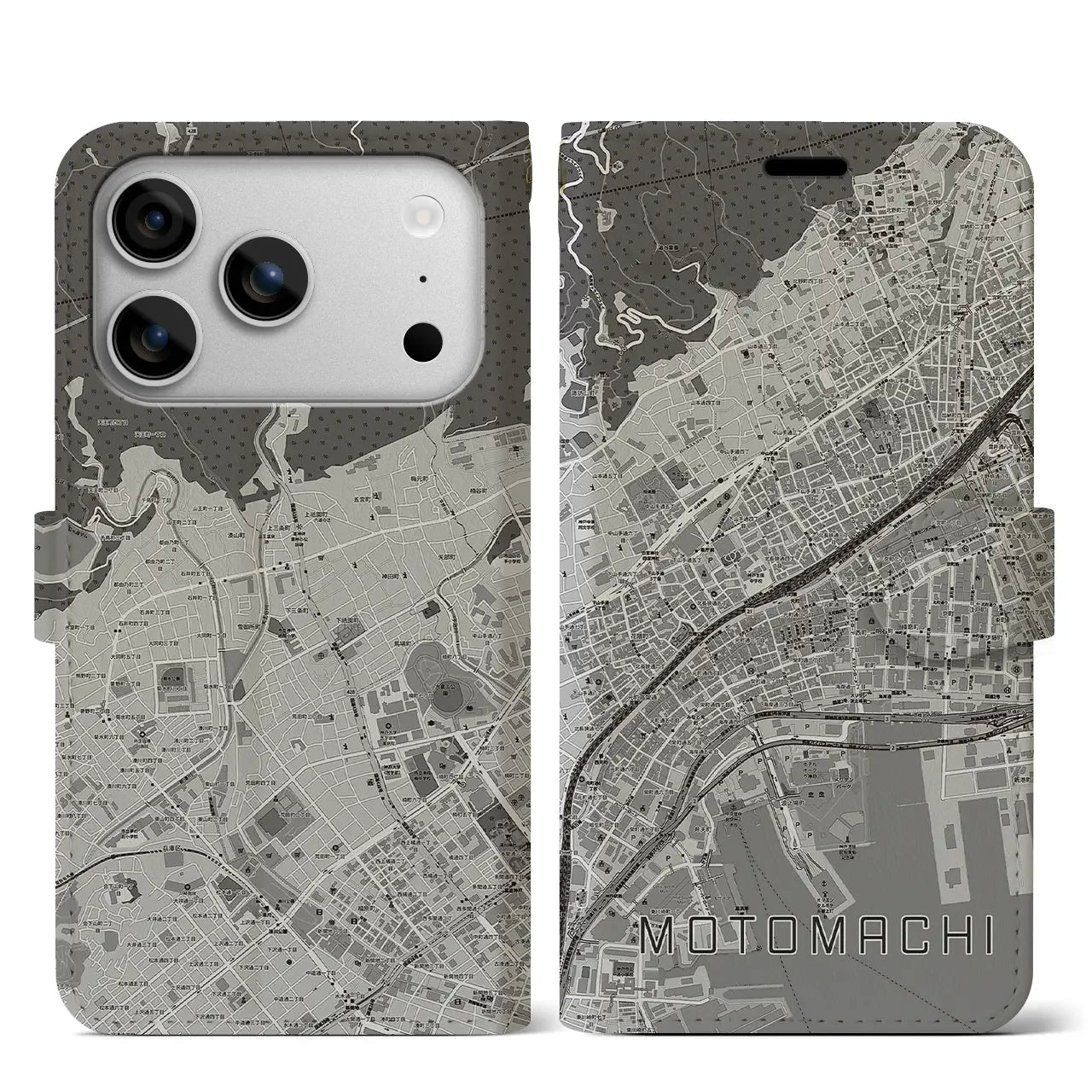 【元町（兵庫県）】地図柄iPhoneケース（手帳タイプ）