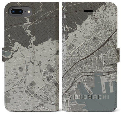 【元町（兵庫県）】地図柄iPhoneケース（手帳タイプ）モノトーン・iPhone 8Plus /7Plus / 6sPlus / 6Plus 用