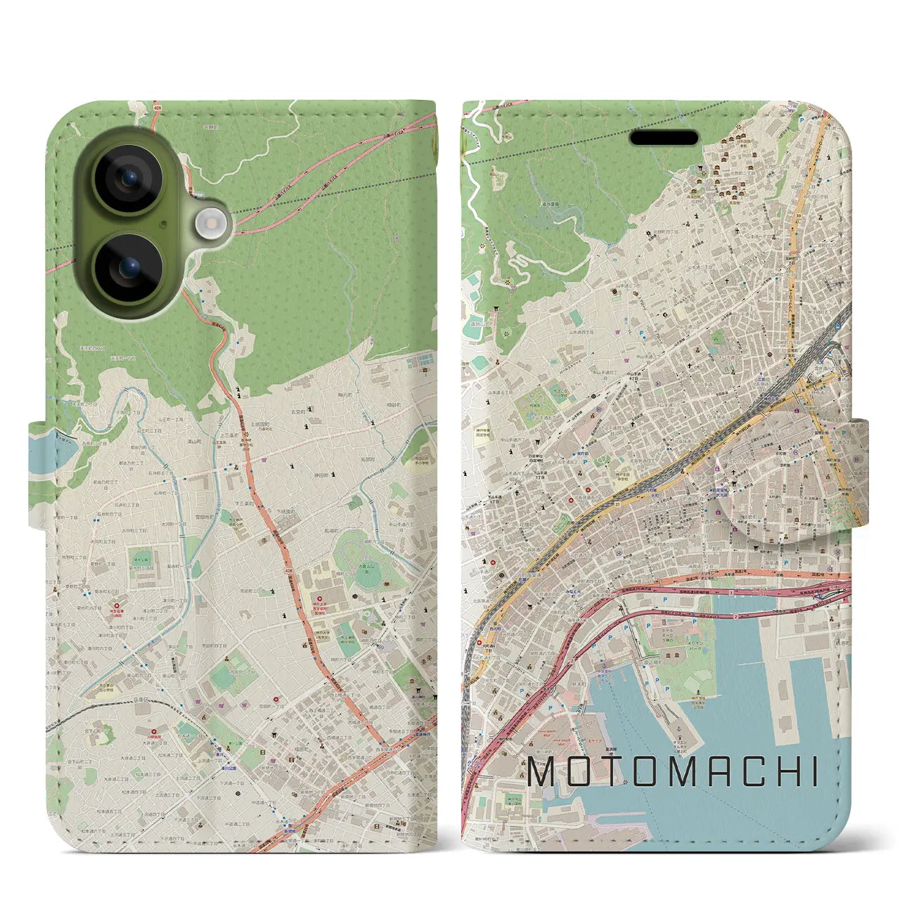 【元町（兵庫県）】地図柄iPhoneケース（手帳タイプ）