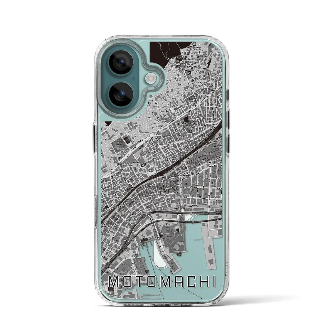 【元町(兵庫県)】地図柄iPhoneケース(MagSafeタイプ)モノトーン・iPhone 16 Pro 用