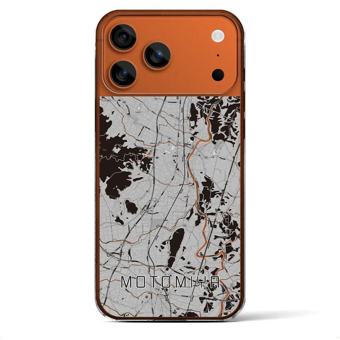 【本宮(福島県)】地図柄iPhoneケース(クリアタイプ)モノトーン・iPhone 17 Pro Max 用