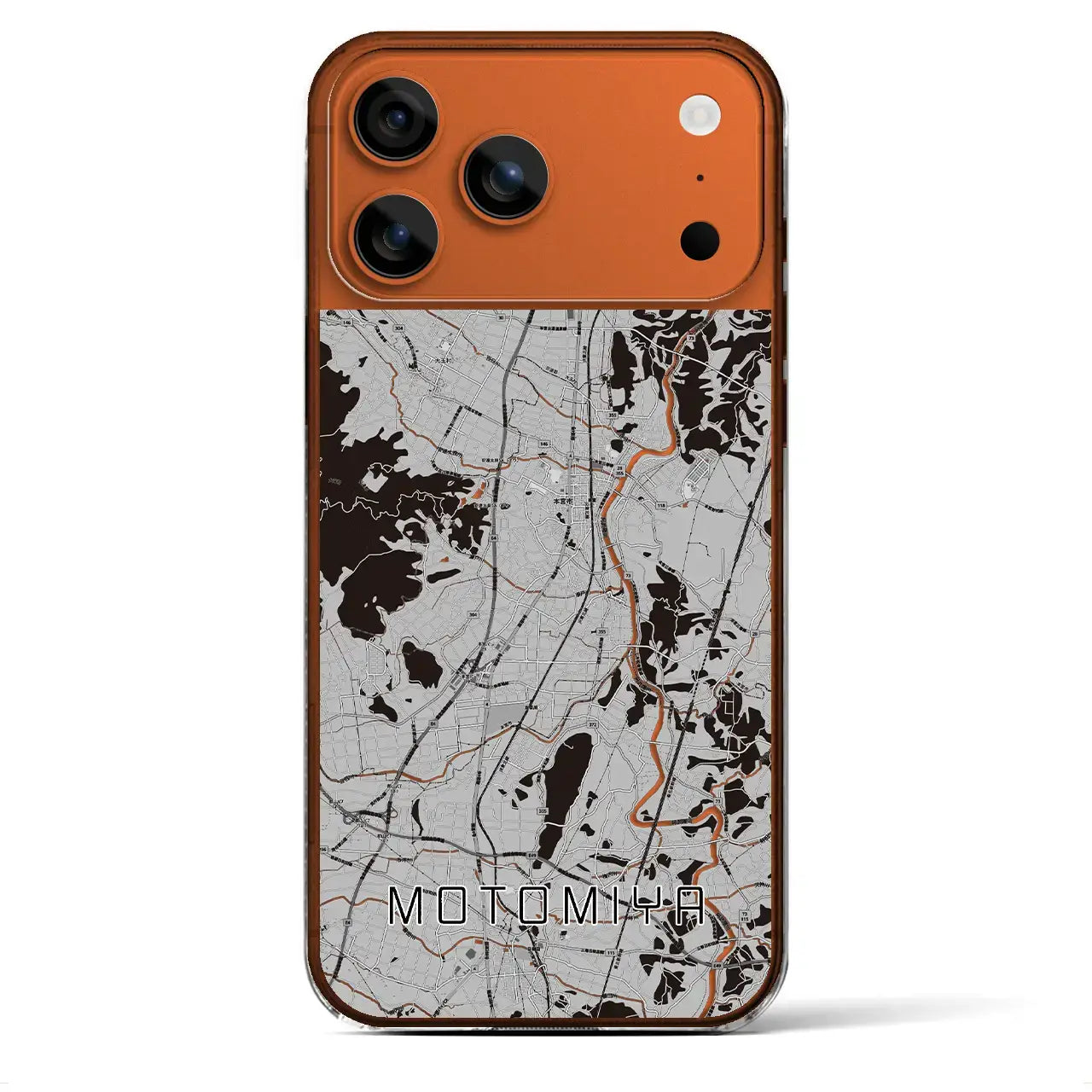 【本宮（福島県）】地図柄iPhoneケース（クリアタイプ）モノトーン・iPhone 17 Pro Max 用