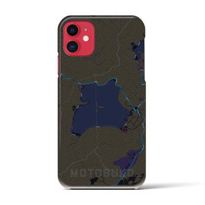 【本栖湖（山梨県）】地図柄iPhoneケース（バックカバータイプ）