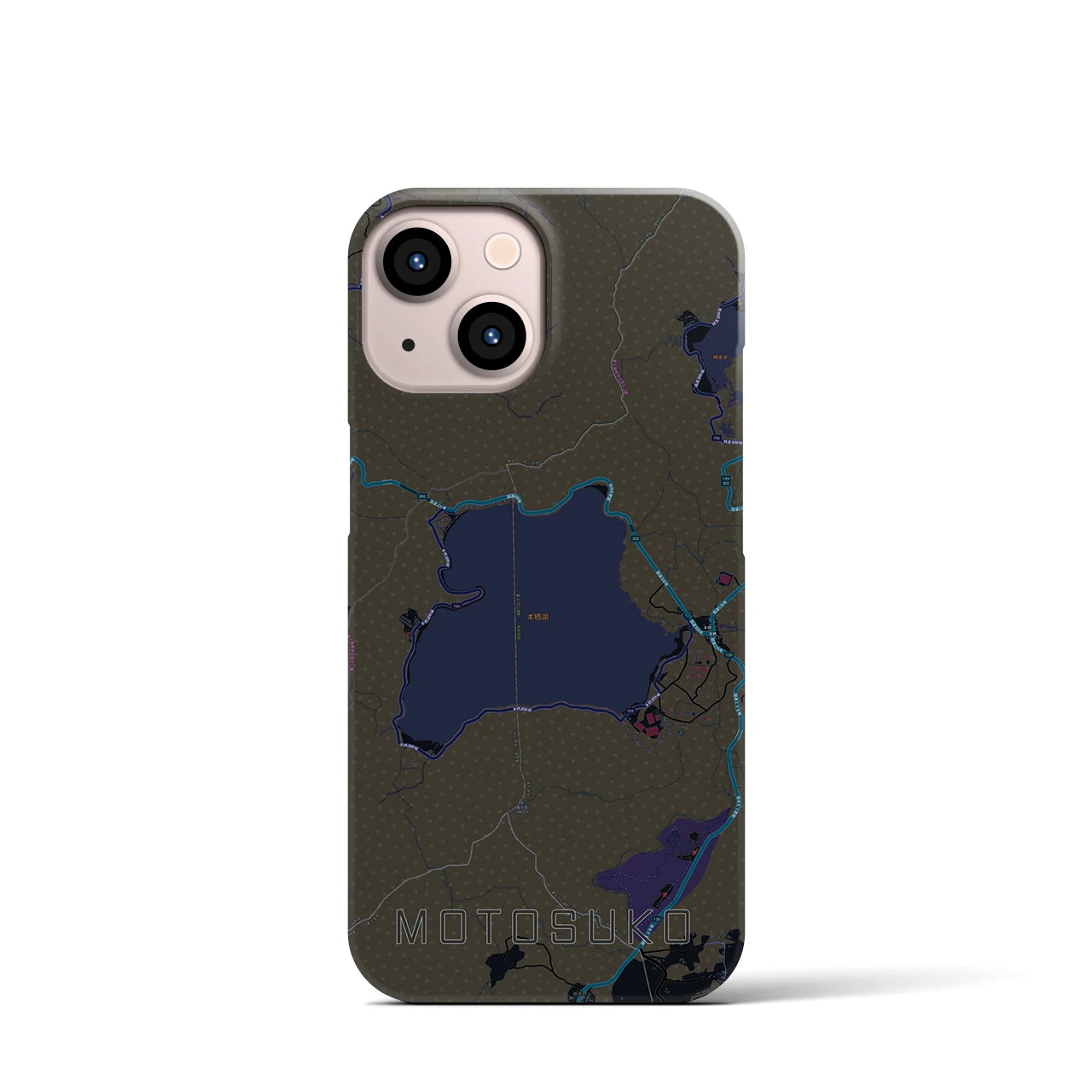 【本栖湖（山梨県）】地図柄iPhoneケース（バックカバータイプ）