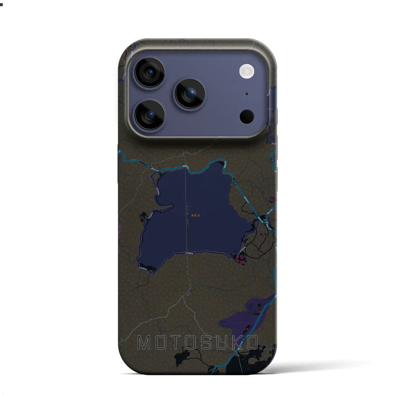 【本栖湖（山梨県）】地図柄iPhoneケース（バックカバータイプ）