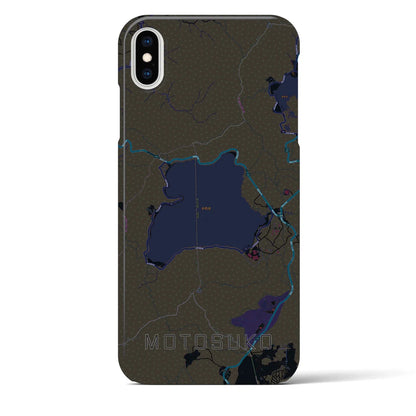 【本栖湖（山梨県）】地図柄iPhoneケース（バックカバータイプ）