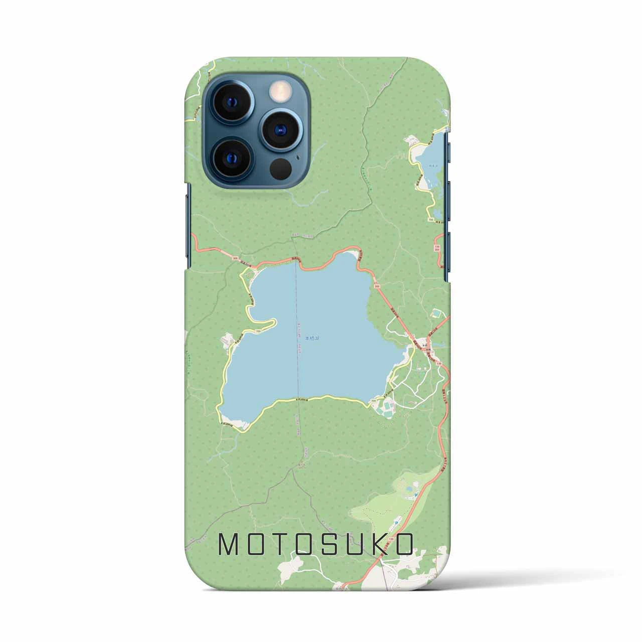 【本栖湖（山梨県）】地図柄iPhoneケース（バックカバータイプ）