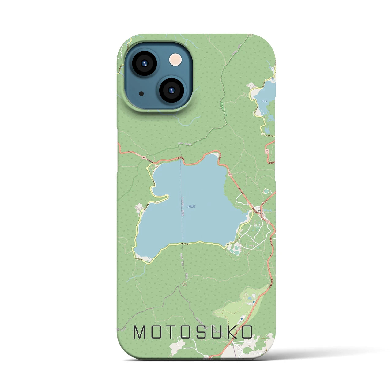 【本栖湖（山梨県）】地図柄iPhoneケース（バックカバータイプ）