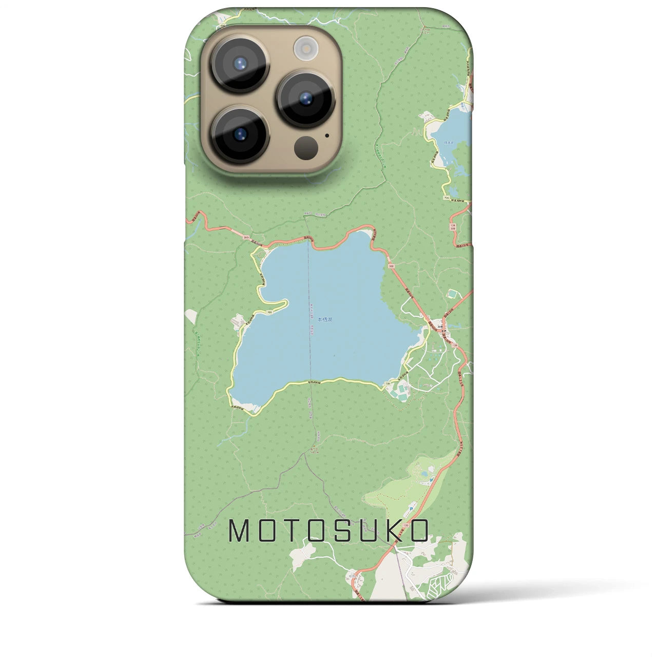【本栖湖（山梨県）】地図柄iPhoneケース（バックカバータイプ）