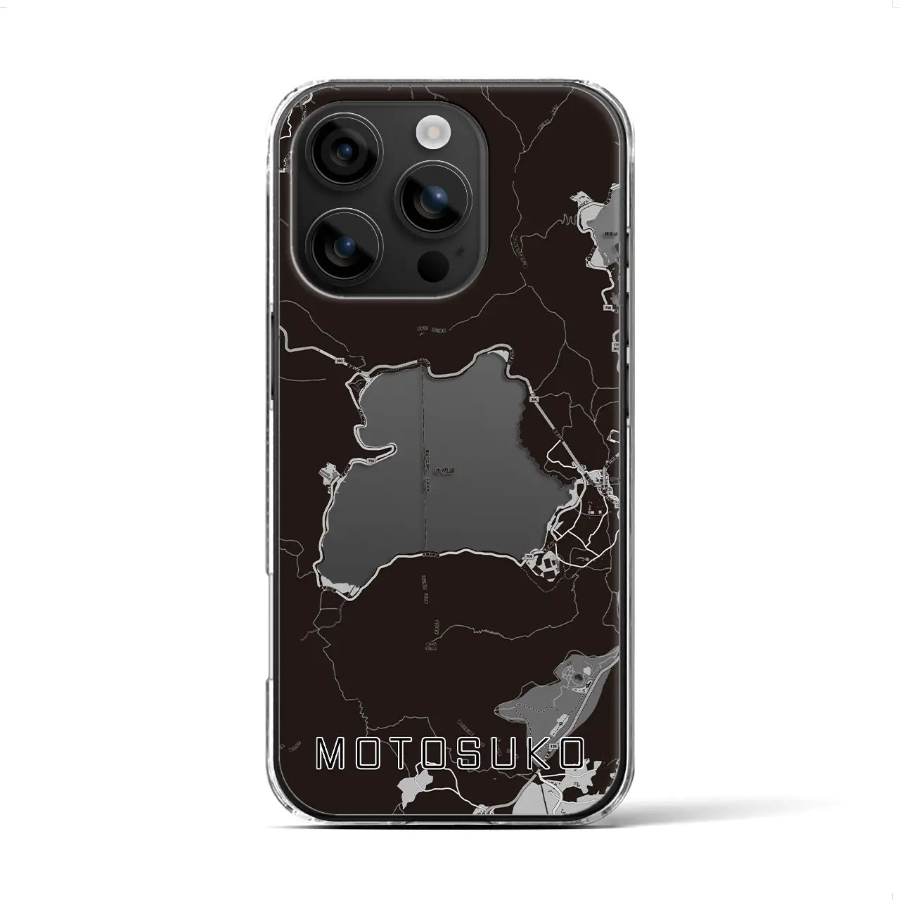 【本栖湖（山梨県）】地図柄iPhoneケース（クリアタイプ）