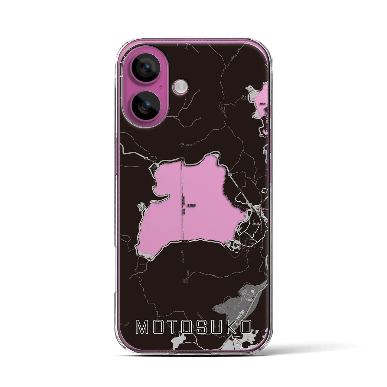 【本栖湖（山梨県）】地図柄iPhoneケース（クリアタイプ）